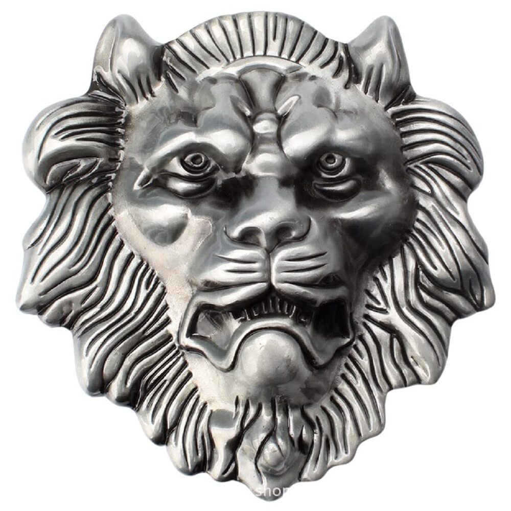 4447 Lion Belt Buckle , Norse Viking Lion Head Belt Buckle, Punk Lion